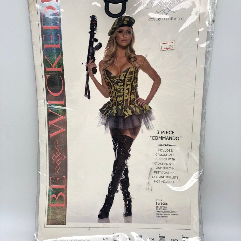 New Be Wicked 3 Pc Commando Sexy Costume - Size M/L